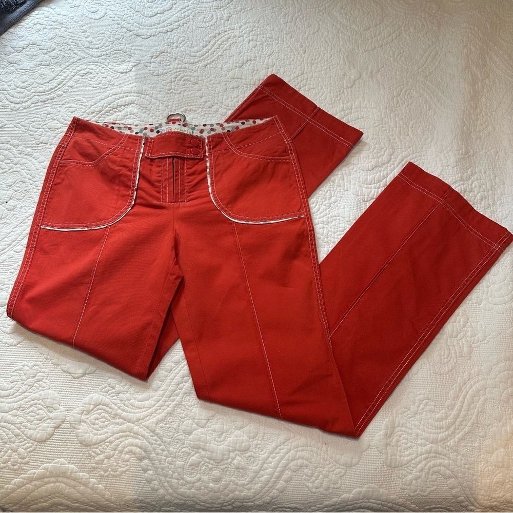 Oruola Wide Leg Low Rise Pants. Size: 32. Color: Orange.